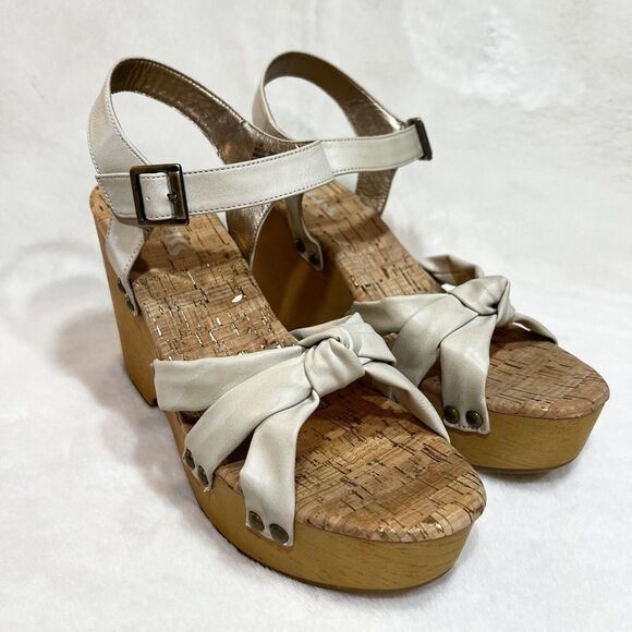 Korks Dawson Wedge Sandals Off White Strappy Women’s Sz 11 - Picture 3 of 11